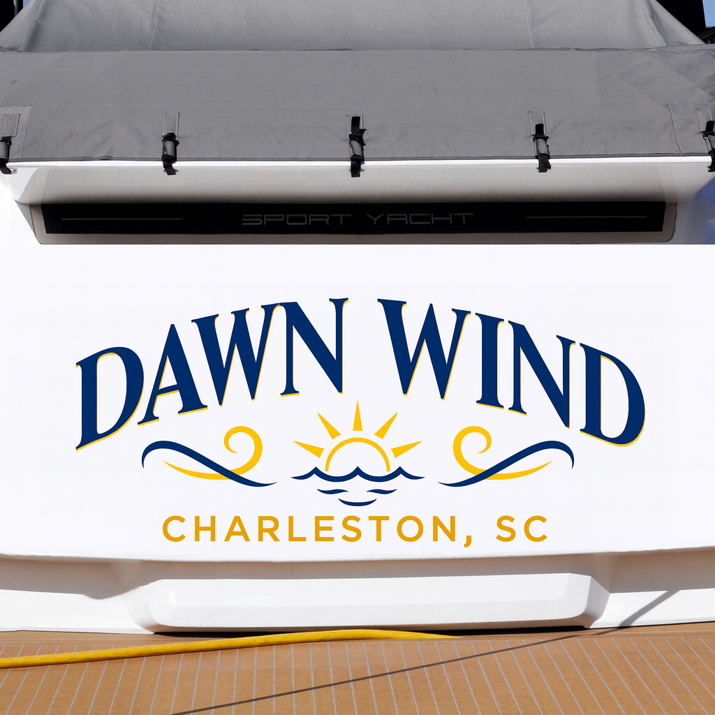 Custom Boat Stern Decal Sticker Sign | Boat Stern Name & Hailing City (Port) Sign