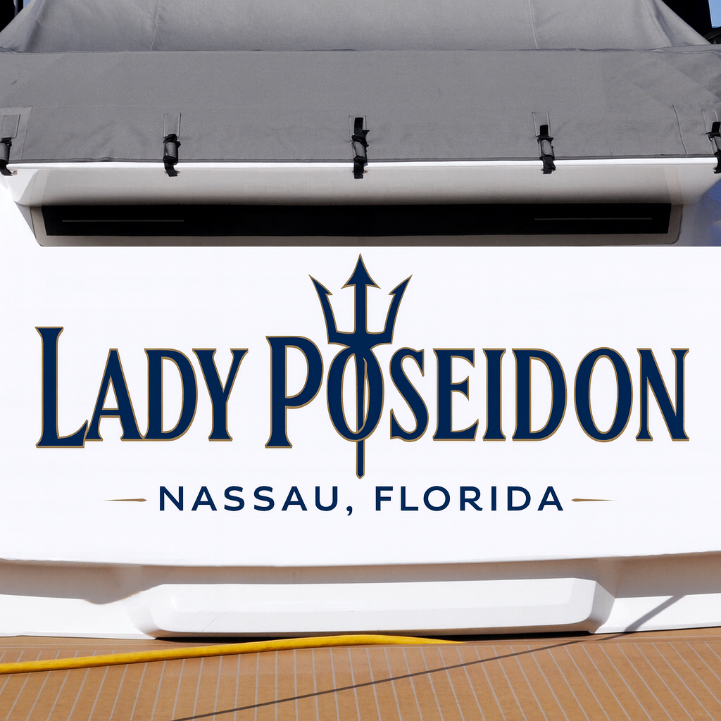 Custom Boat Stern Decal Sticker Sign | Boat Stern Name & Hailing City (Port) Sign