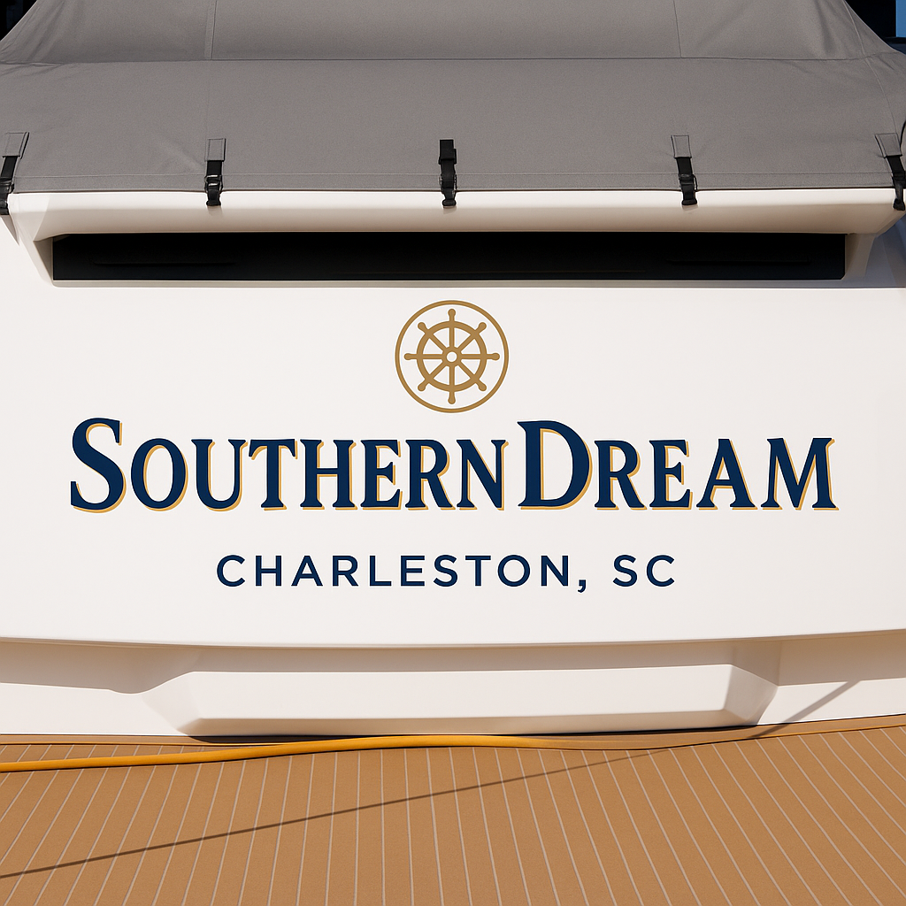 Custom Boat Stern Decal Sticker Sign | Boat Stern Name & Hailing City (Port) Sign