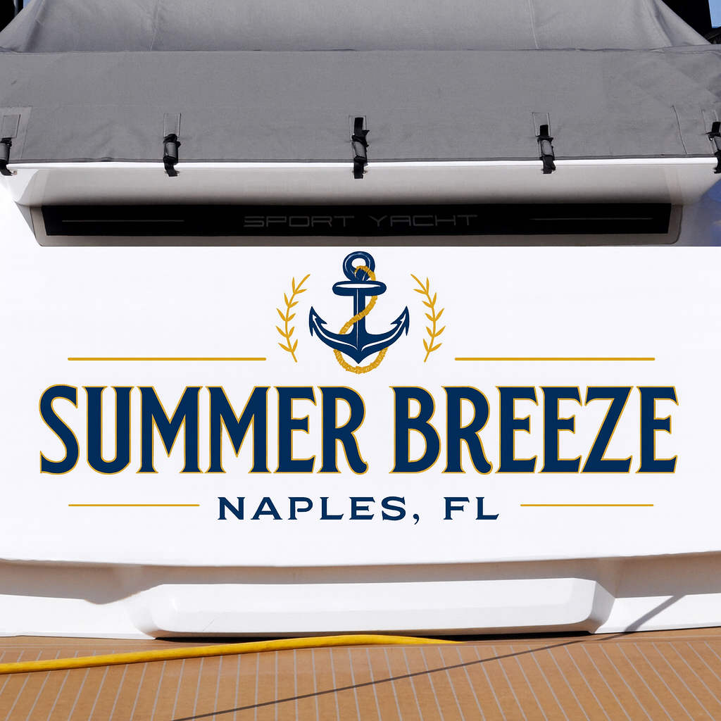 Custom Boat Stern Decal Sticker Sign | Boat Stern Name & Hailing City (Port) Sign