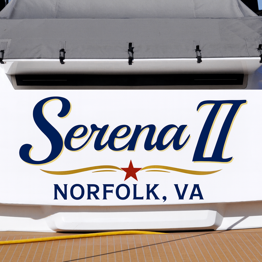 Custom Boat Stern Decal Sticker Sign | Boat Stern Name & Hailing City (Port) Sign