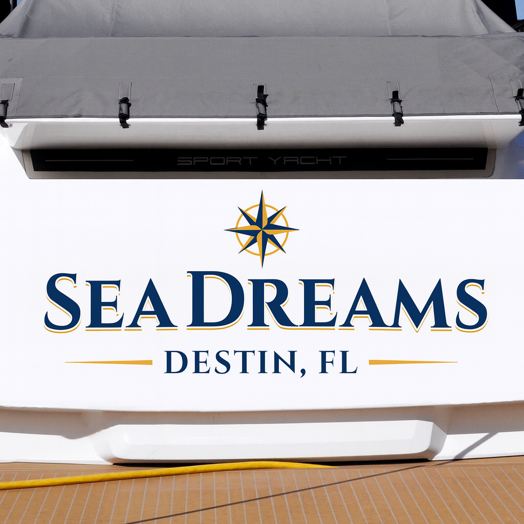 Custom Boat Stern Decal Sticker Sign | Boat Stern Name & Hailing City (Port) Sign