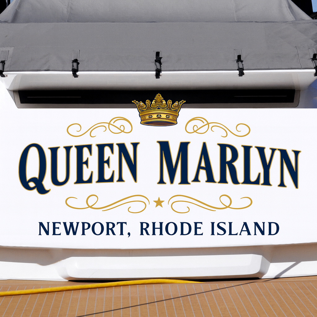 Custom Boat Stern Decal Sticker Sign | Boat Stern Name & Hailing City (Port) Sign