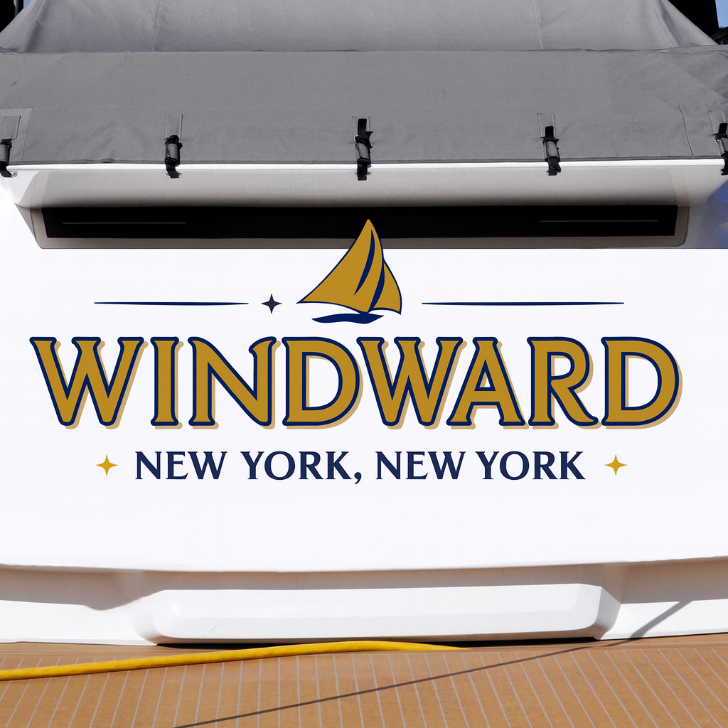 Custom Boat Stern Decal Sticker Sign | Boat Stern Name & Hailing City (Port) Sign