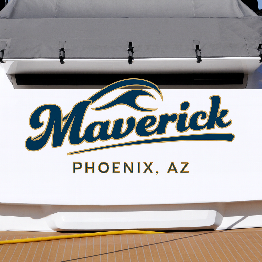 Custom Boat Stern Decal Sticker Sign | Boat Stern Name & Hailing City (Port) Sign