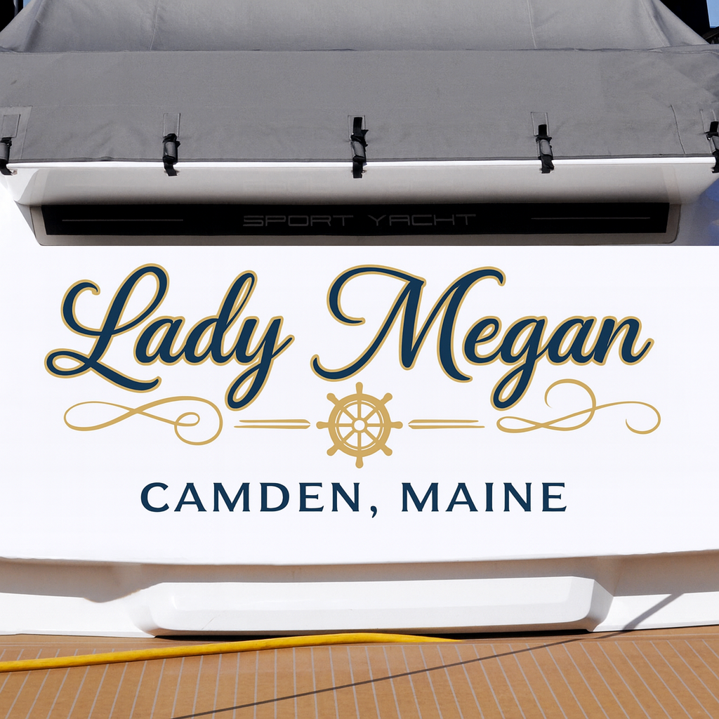 Custom Boat Stern Decal Sticker Sign | Boat Stern Name & Hailing City (Port) Sign