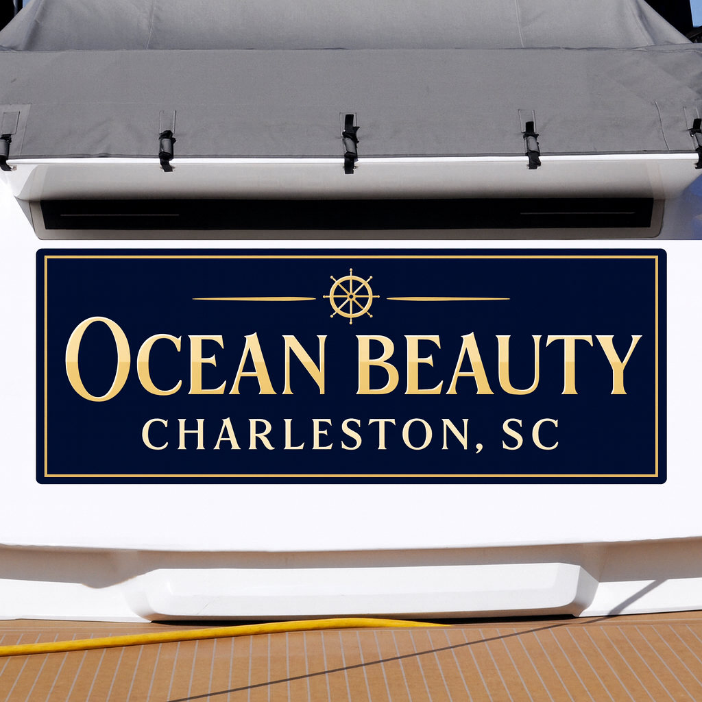 Custom Boat Stern Decal Sticker Sign | Boat Stern Name & Hailing City (Port) Sign