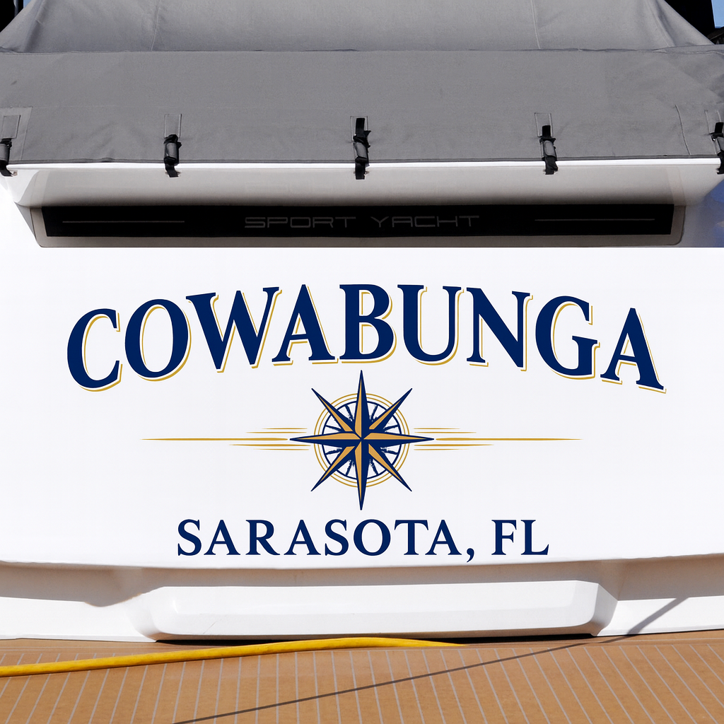 Custom Boat Stern Decal Sticker Sign | Boat Stern Name & Hailing City (Port) Sign