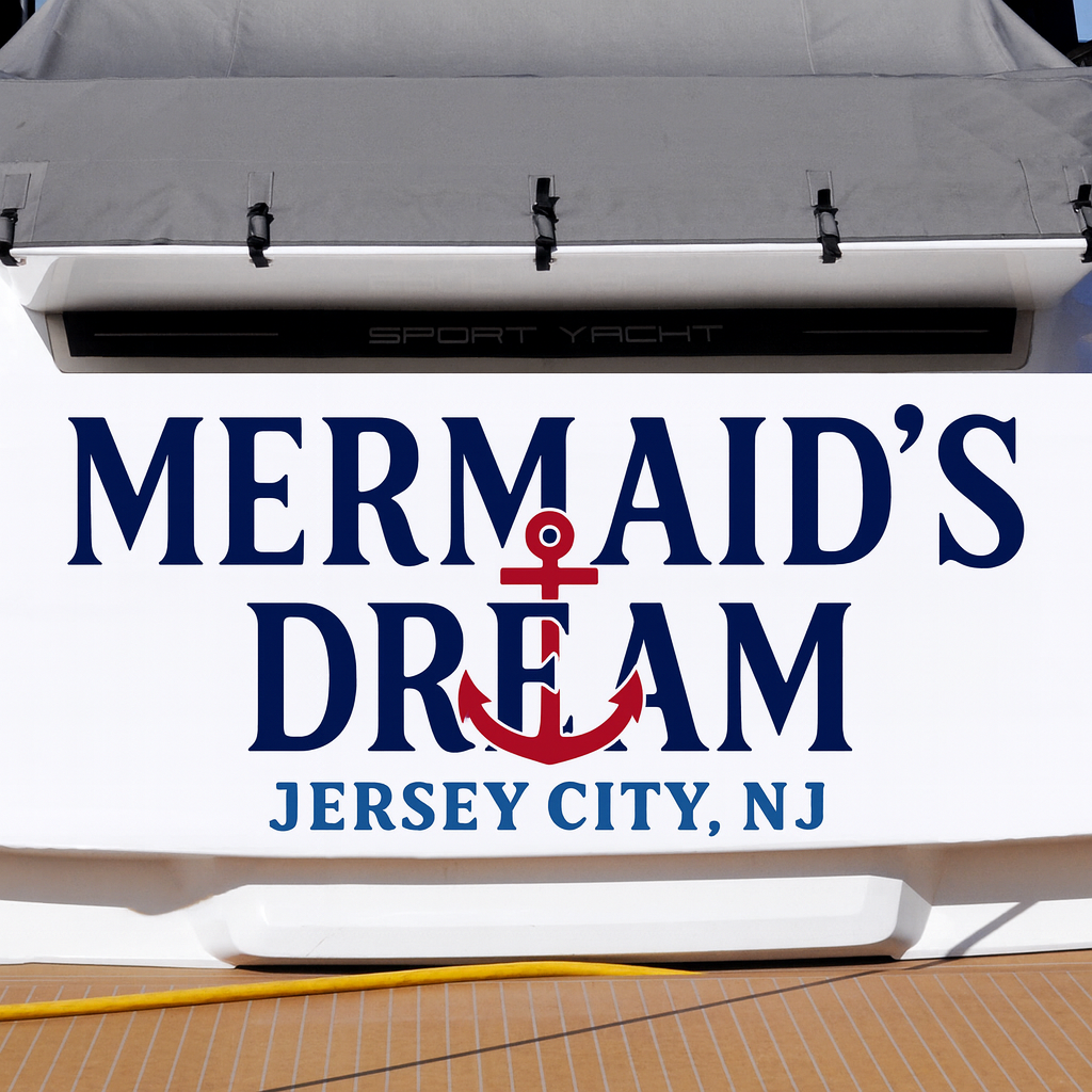 Custom Boat Stern Decal Sticker Sign | Boat Stern Name & Hailing City (Port) Sign