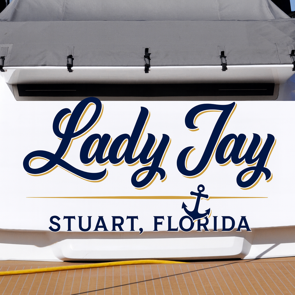 Custom Boat Stern Decal Sticker Sign | Boat Stern Name & Hailing City (Port) Sign