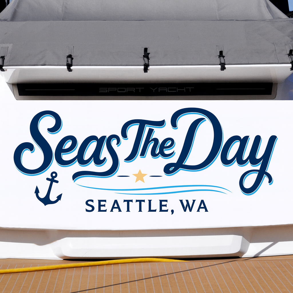 Custom Boat Stern Decal Sticker Sign | Boat Stern Name & Hailing City (Port) Sign