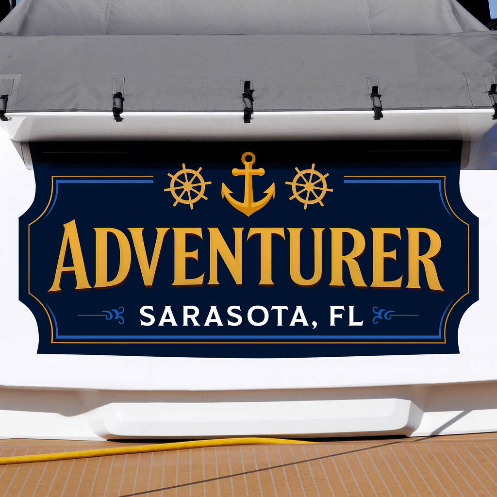 Custom Boat Stern Decal Sticker Sign | Boat Stern Name & Hailing City (Port) Sign