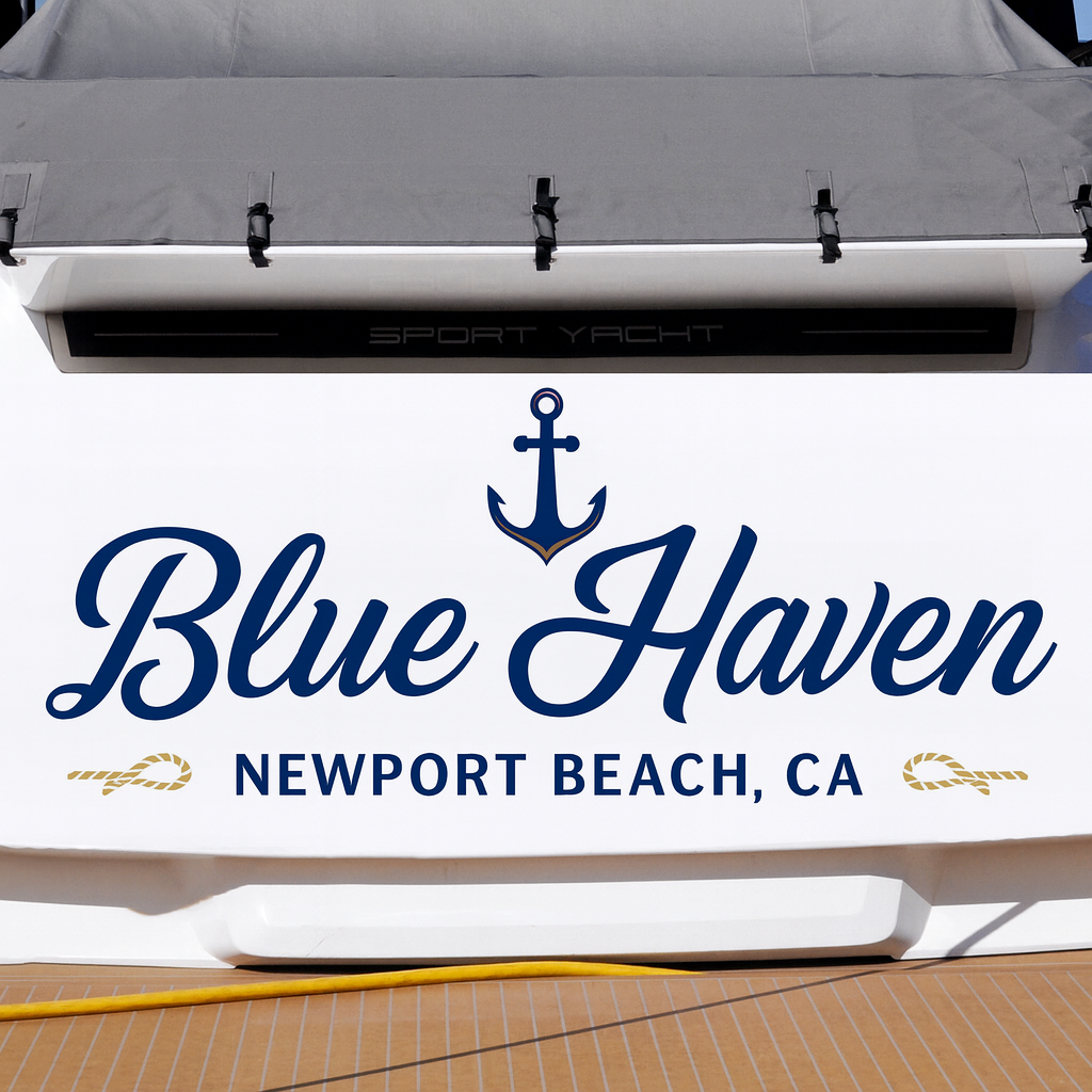 Custom Boat Stern Decal Sticker Sign | Boat Stern Name & Hailing City (Port) Sign