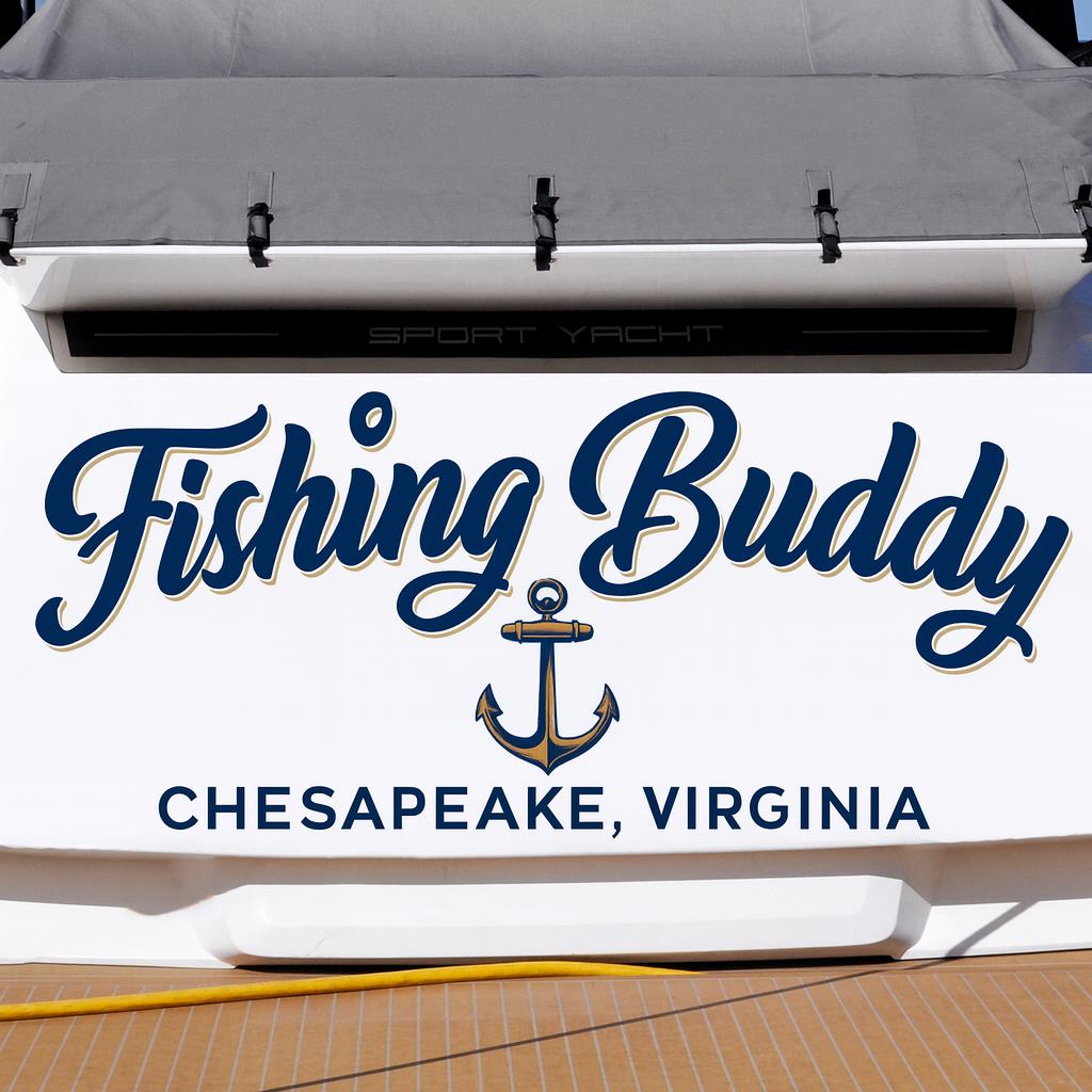 Custom Boat Stern Decal Sticker Sign | Boat Stern Name & Hailing City (Port) Sign