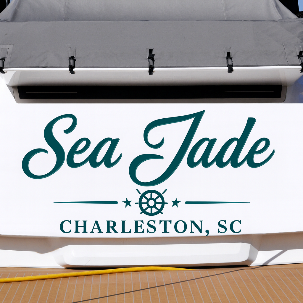 Custom Boat Stern Decal Sticker Sign | Boat Stern Name & Hailing City (Port) Sign