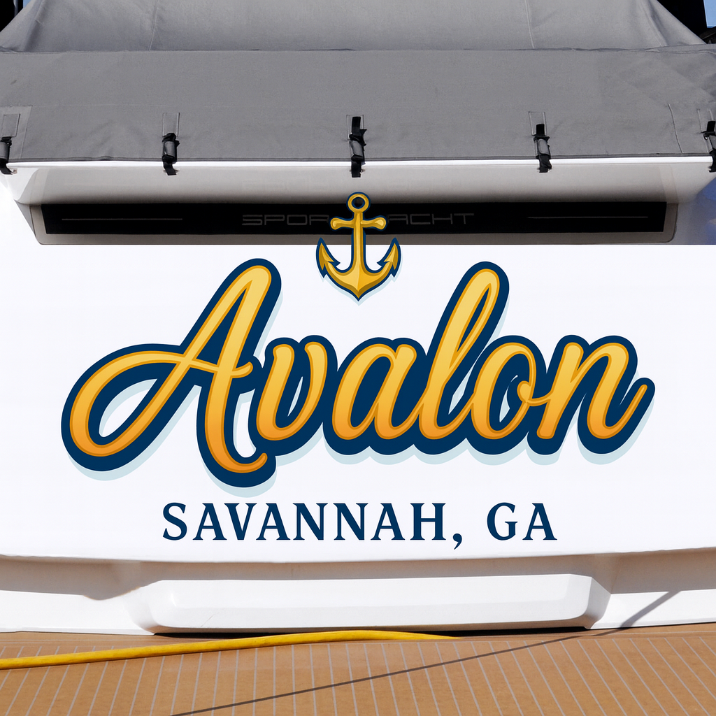 Custom Boat Stern Decal Sticker Sign | Boat Stern Name & Hailing City (Port) Sign