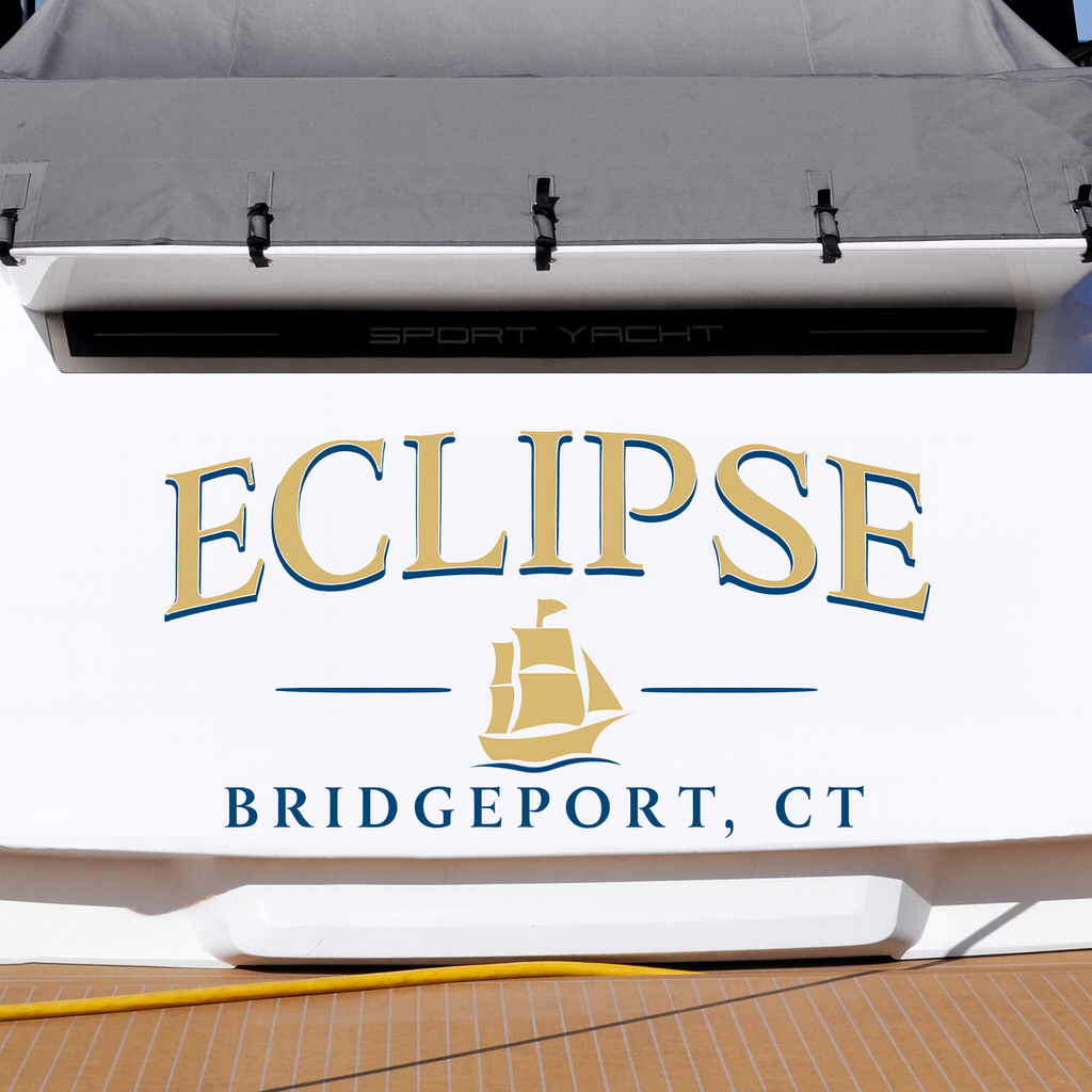 Custom Boat Stern Decal Sticker Sign | Boat Stern Name & Hailing City (Port) Sign
