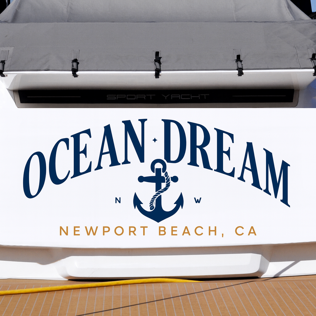 Custom Boat Stern Decal Sticker Sign | Boat Stern Name & Hailing City (Port) Sign