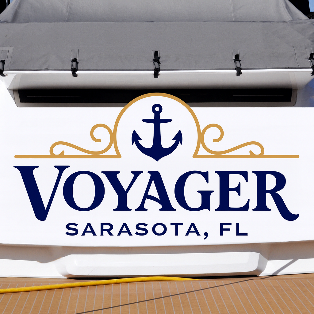 Custom Boat Stern Decal Sticker Sign | Boat Stern Name & Hailing City (Port) Sign