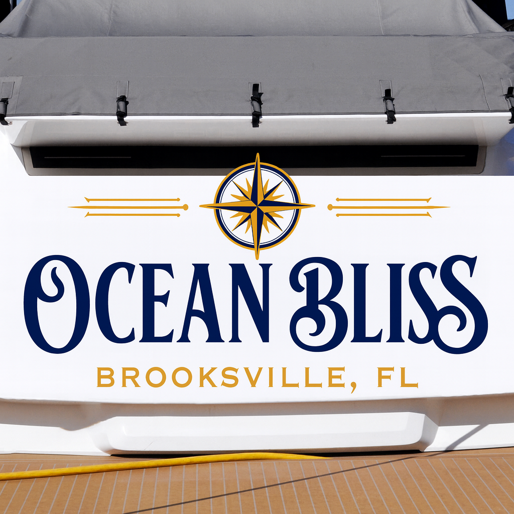 Custom Boat Stern Decal Sticker Sign | Boat Stern Name & Hailing City (Port) Sign