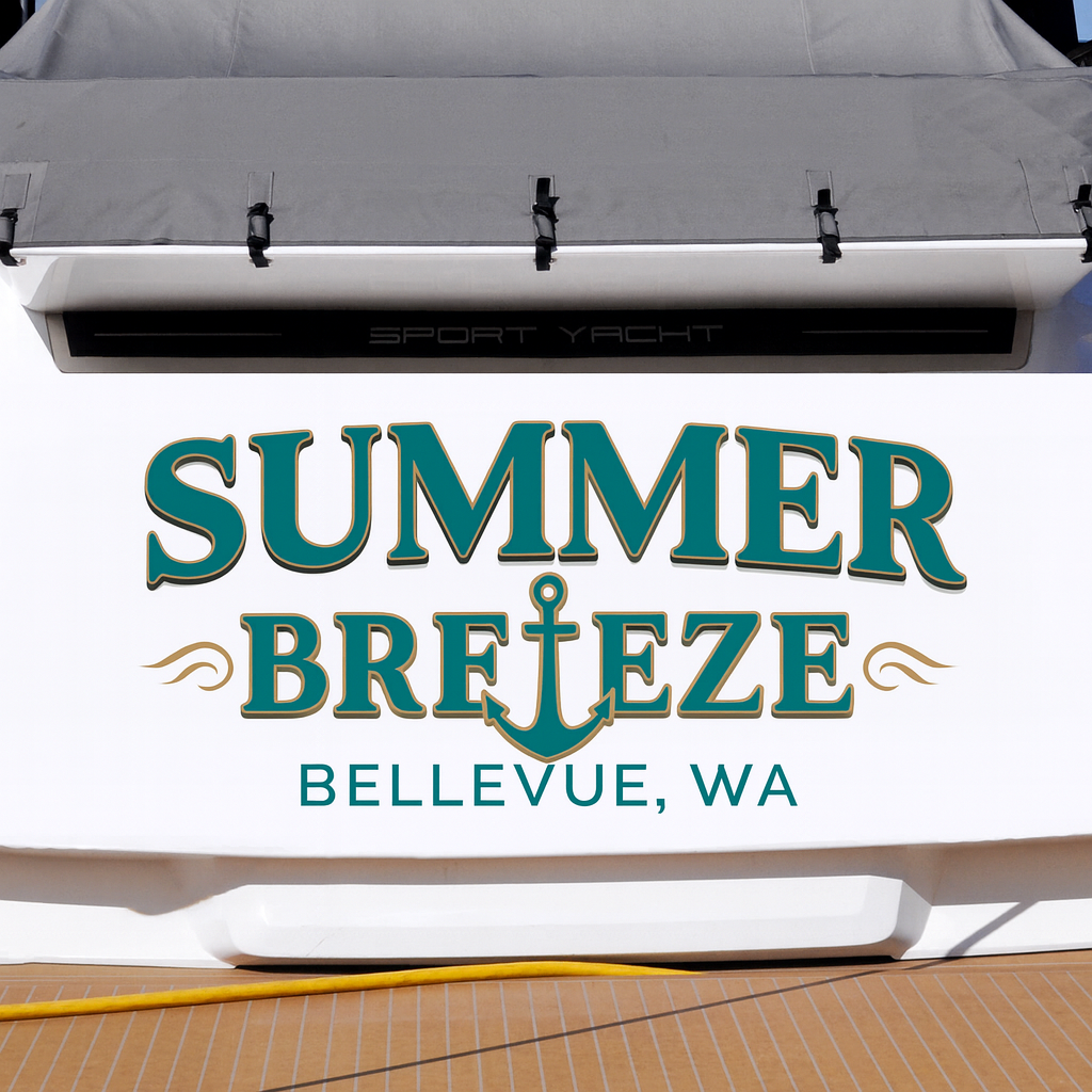 Custom Boat Stern Decal Sticker Sign | Boat Stern Name & Hailing City (Port) Sign