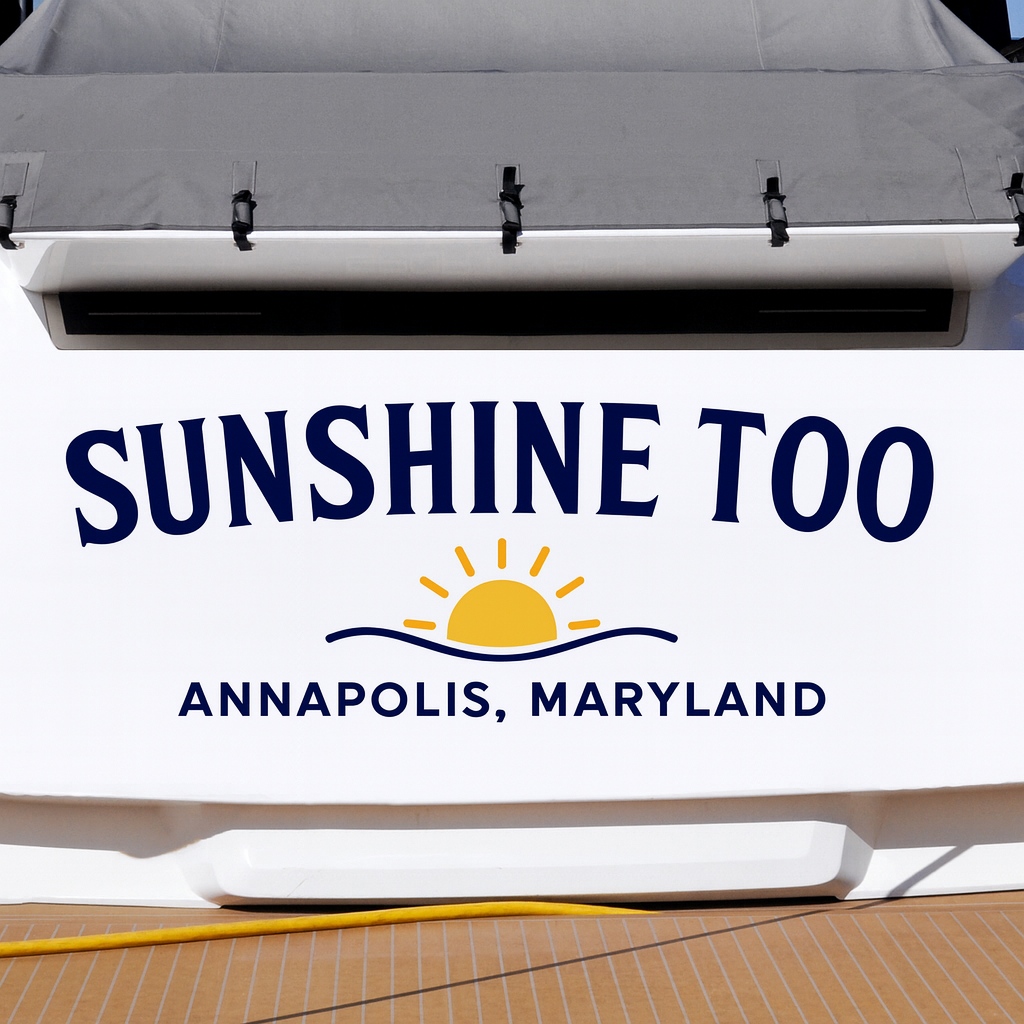 Custom Boat Stern Decal Sticker Sign | Boat Stern Name & Hailing City (Port) Sign