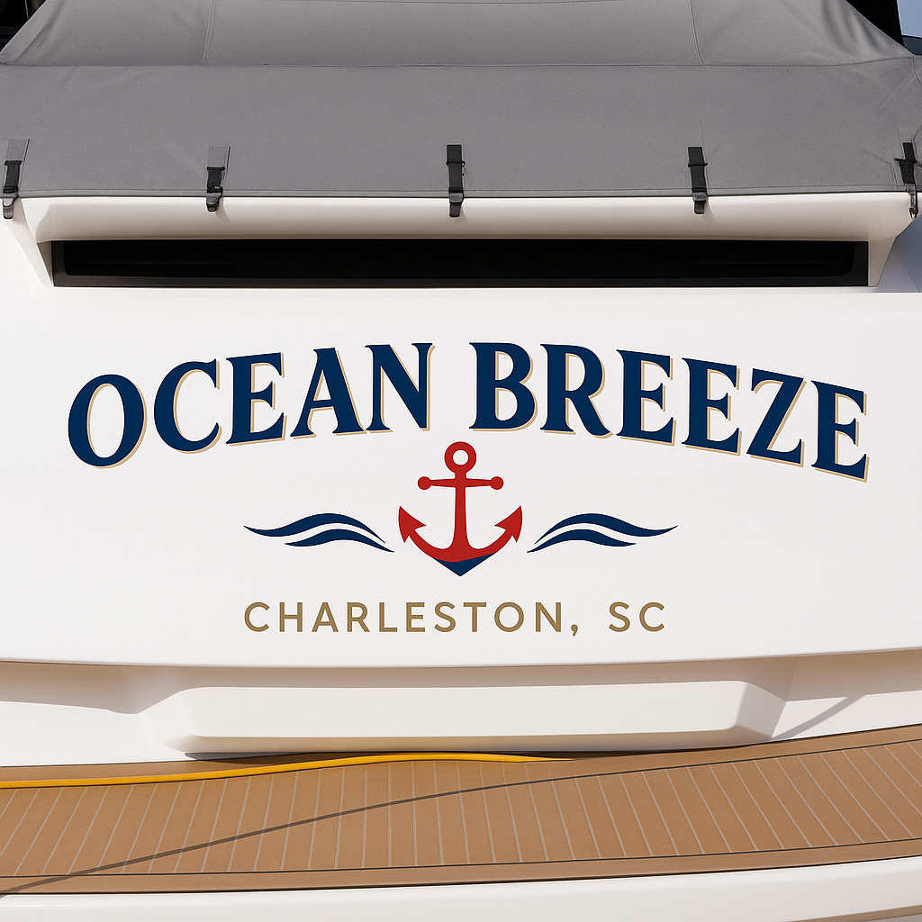 Custom Boat Stern Decal Sticker Sign | Boat Stern Name & Hailing City (Port) Sign
