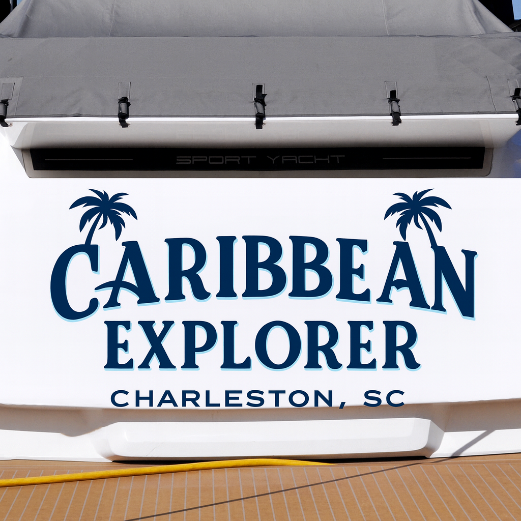 Custom Boat Stern Decal Sticker Sign | Boat Stern Name & Hailing City (Port) Sign