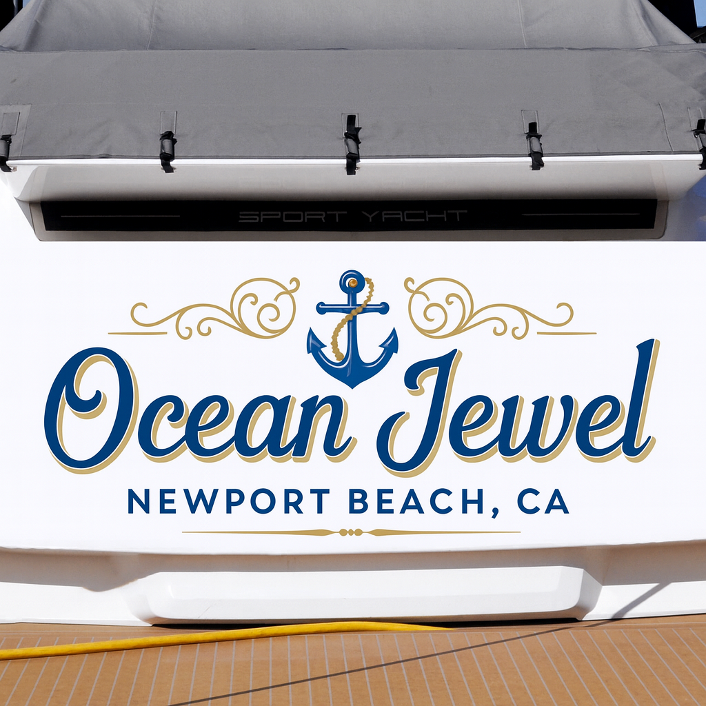 Custom Boat Stern Decal Sticker Sign | Boat Stern Name & Hailing City (Port) Sign