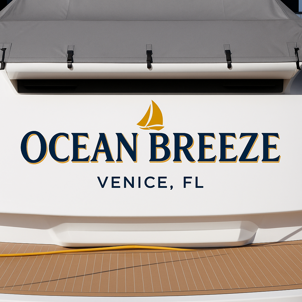 Custom Boat Stern Decal Sticker Sign | Boat Stern Name & Hailing City (Port) Sign