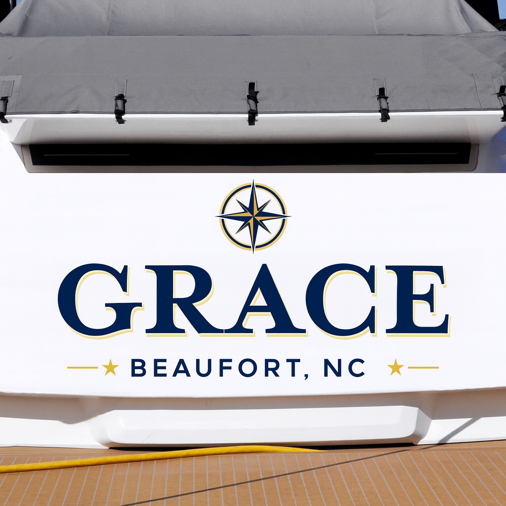 Custom Boat Stern Decal Sticker Sign | Boat Stern Name & Hailing City (Port) Sign