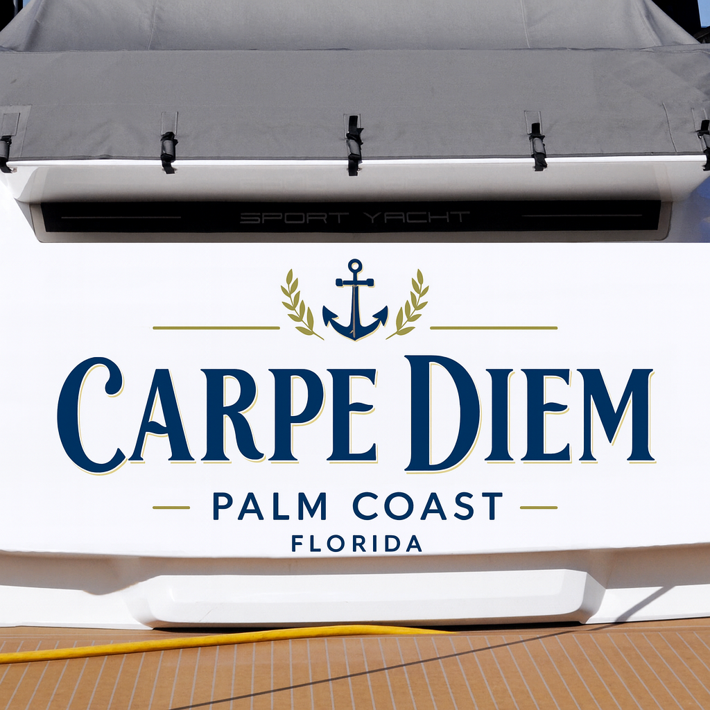Custom Boat Stern Decal Sticker Sign | Boat Stern Name & Hailing City (Port) Sign
