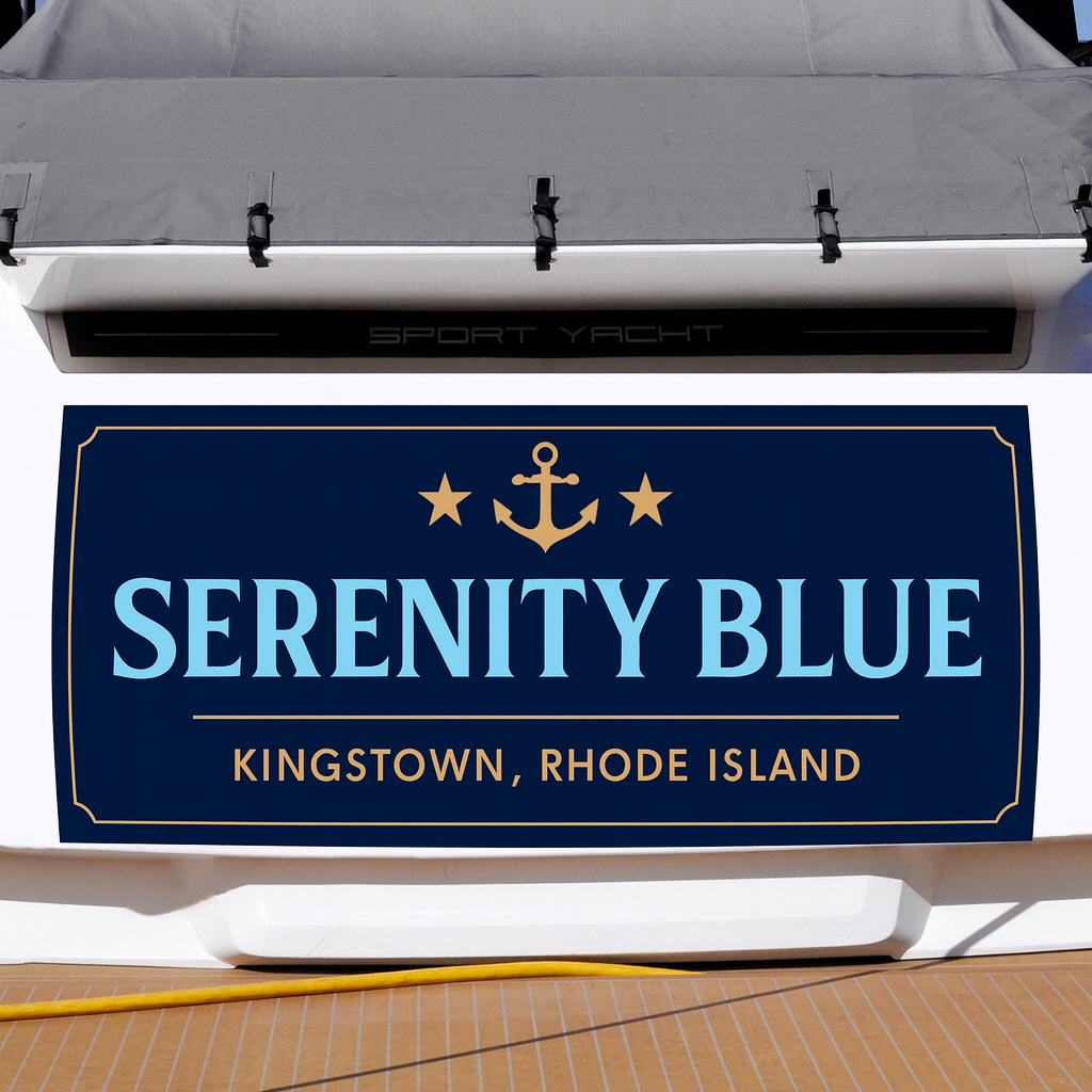 Custom Boat Stern Decal Sticker Sign | Boat Stern Name & Hailing City (Port) Sign