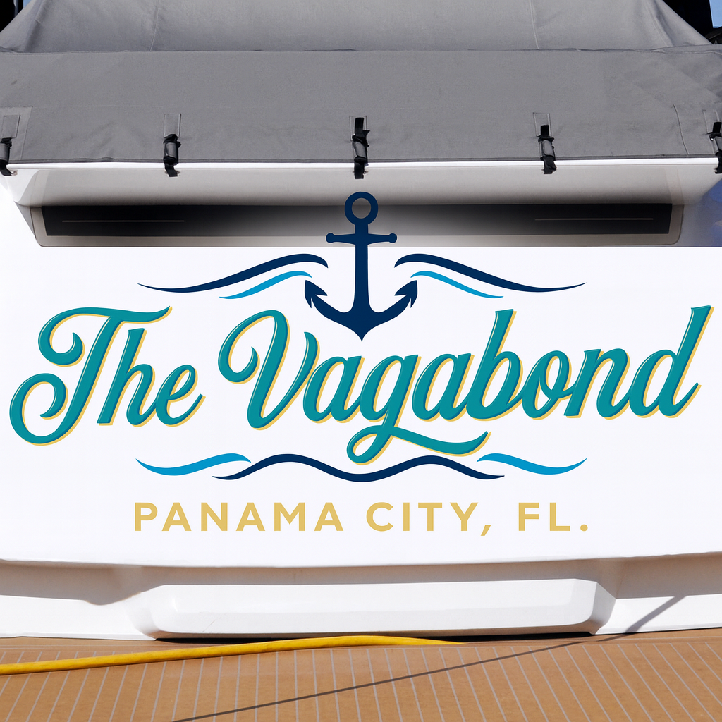 Custom Boat Stern Decal Sticker Sign | Boat Stern Name & Hailing City (Port) Sign