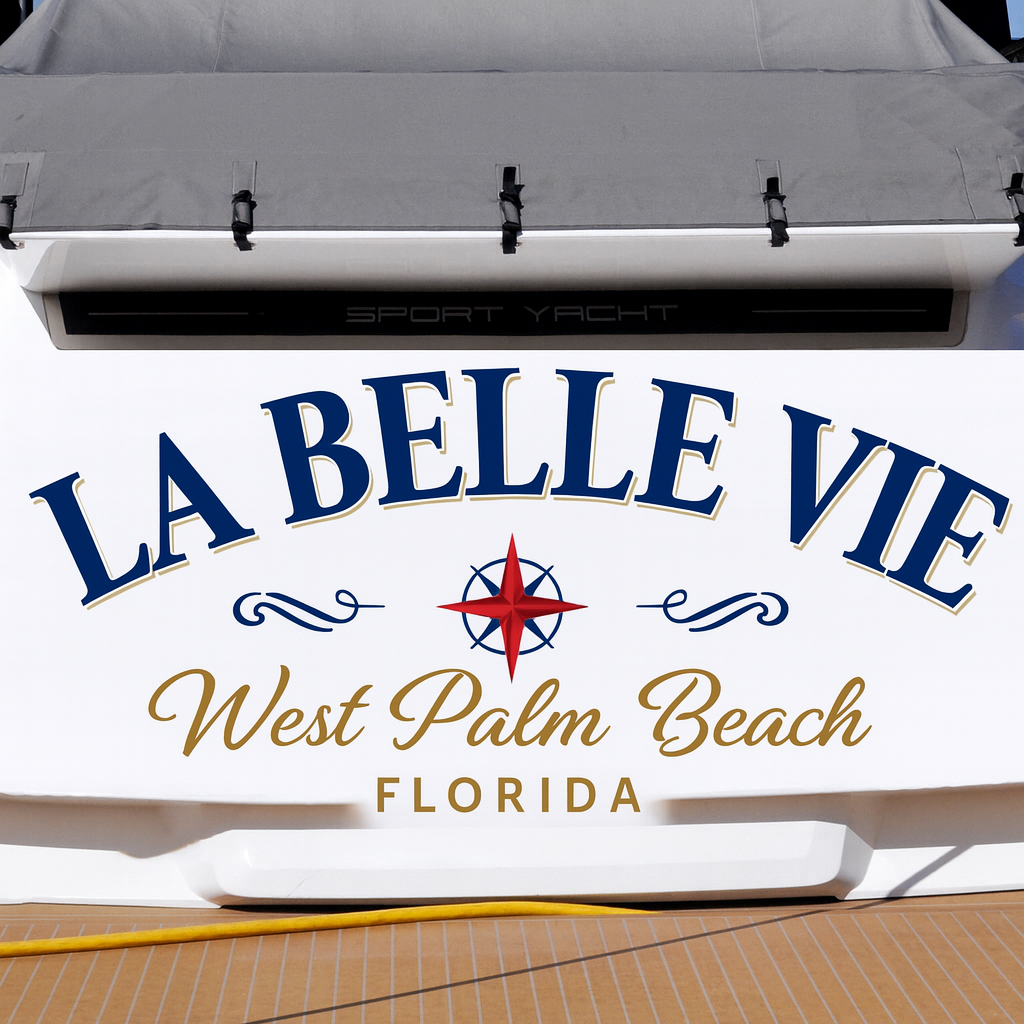 Custom Boat Stern Decal Sticker Sign | Boat Stern Name & Hailing City (Port) Sign