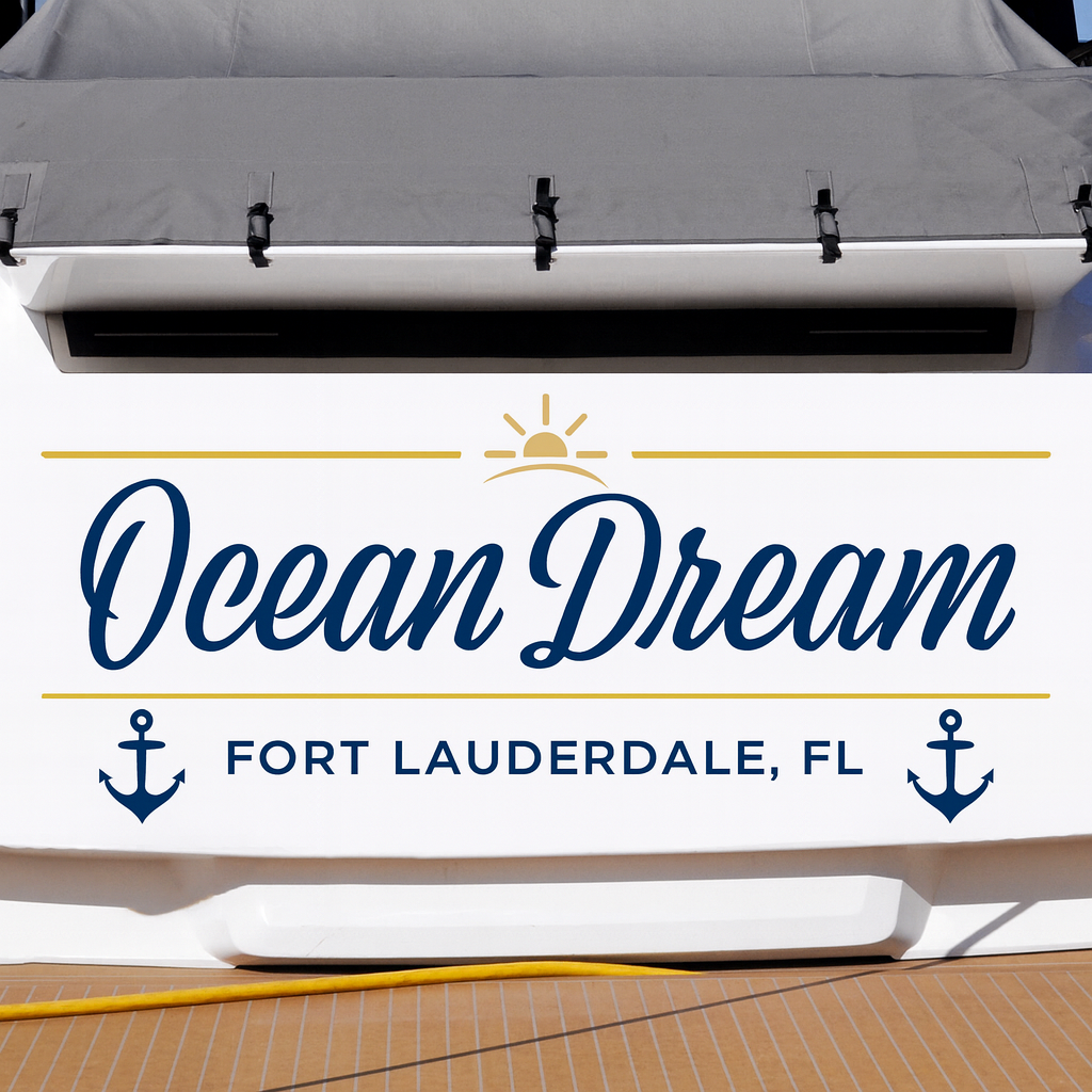Custom Boat Stern Decal Sticker Sign | Boat Stern Name & Hailing City (Port) Sign