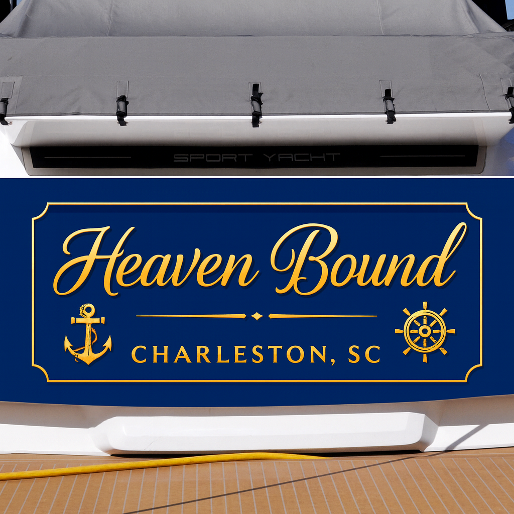 Custom Boat Stern Decal Sticker Sign | Boat Stern Name & Hailing City (Port) Sign
