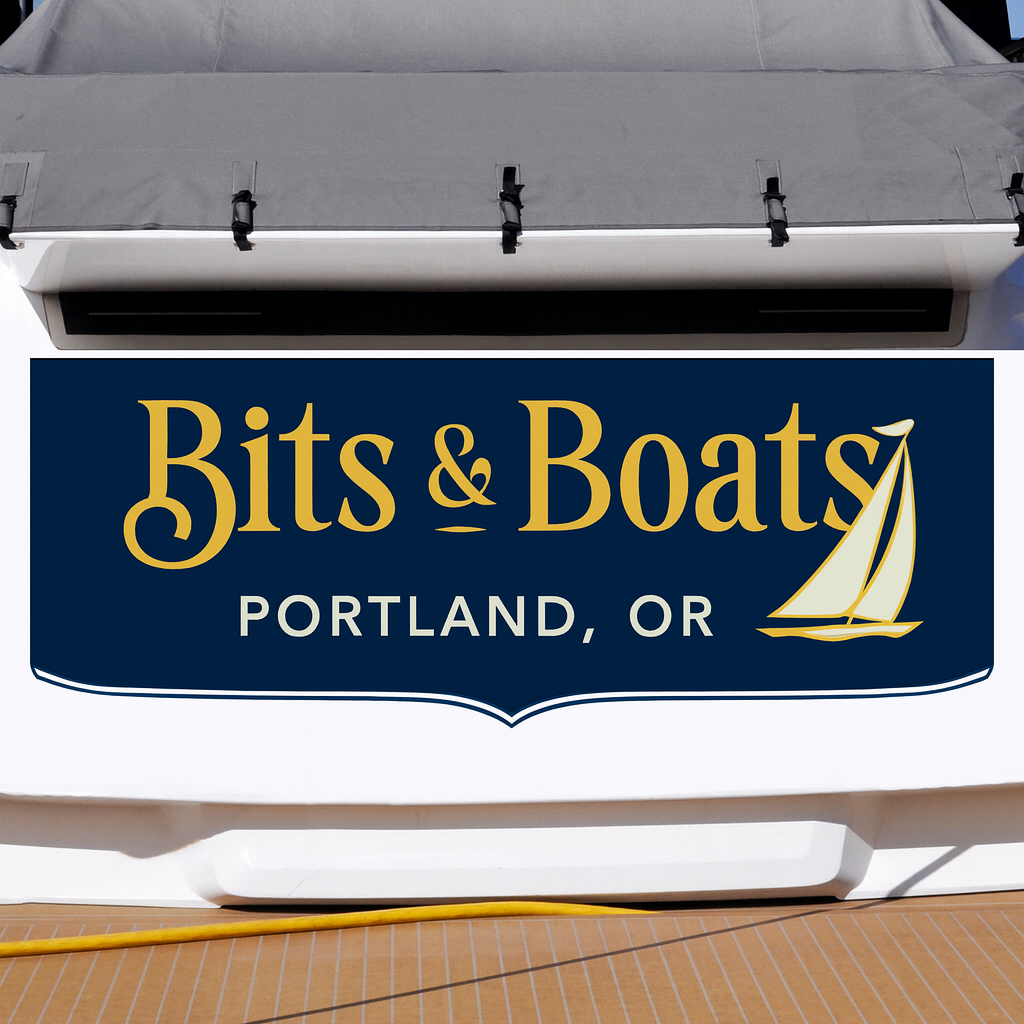 Custom Boat Stern Decal Sticker Sign | Boat Stern Name & Hailing City (Port) Sign