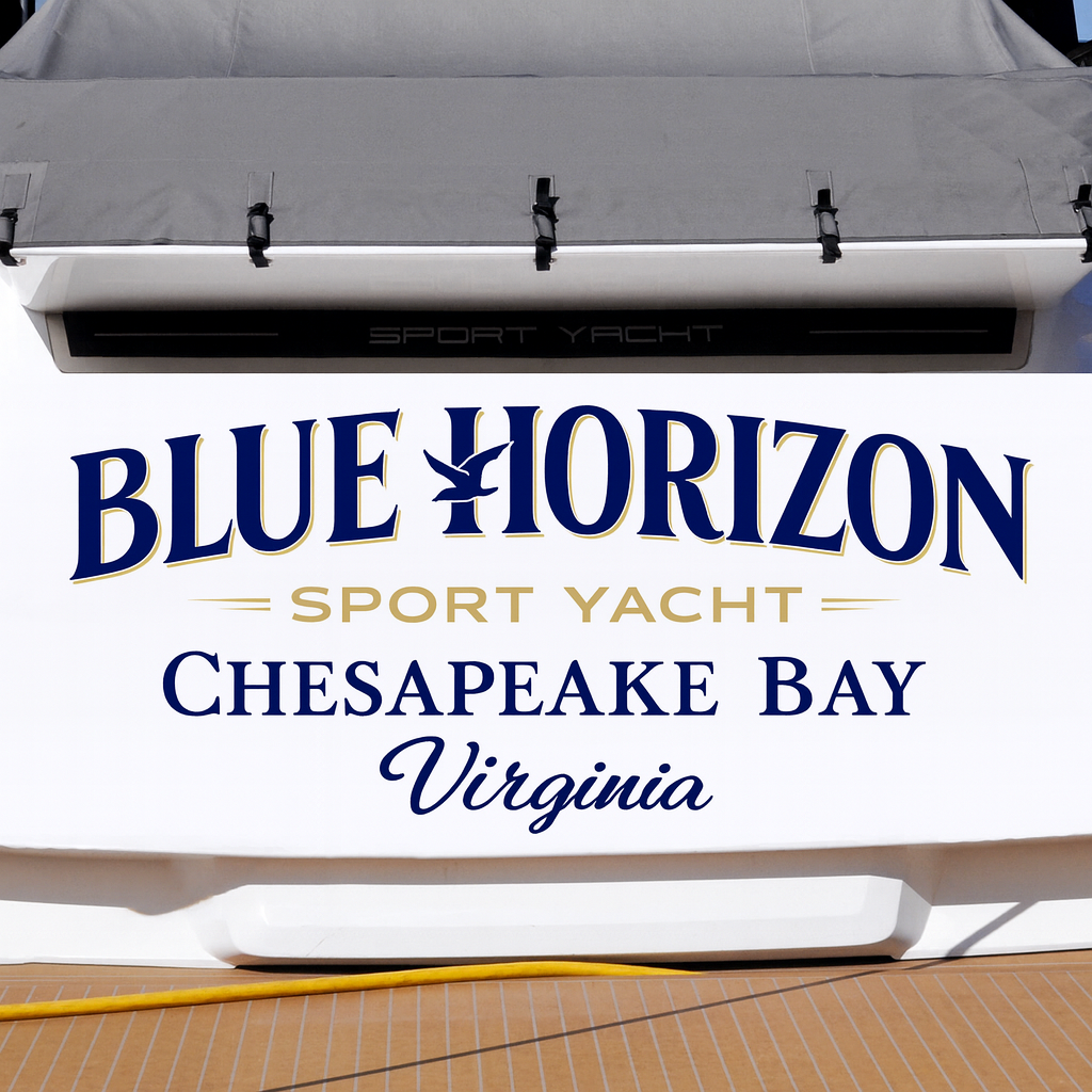 Custom Boat Stern Decal Sticker Sign | Boat Stern Name & Hailing City (Port) Sign
