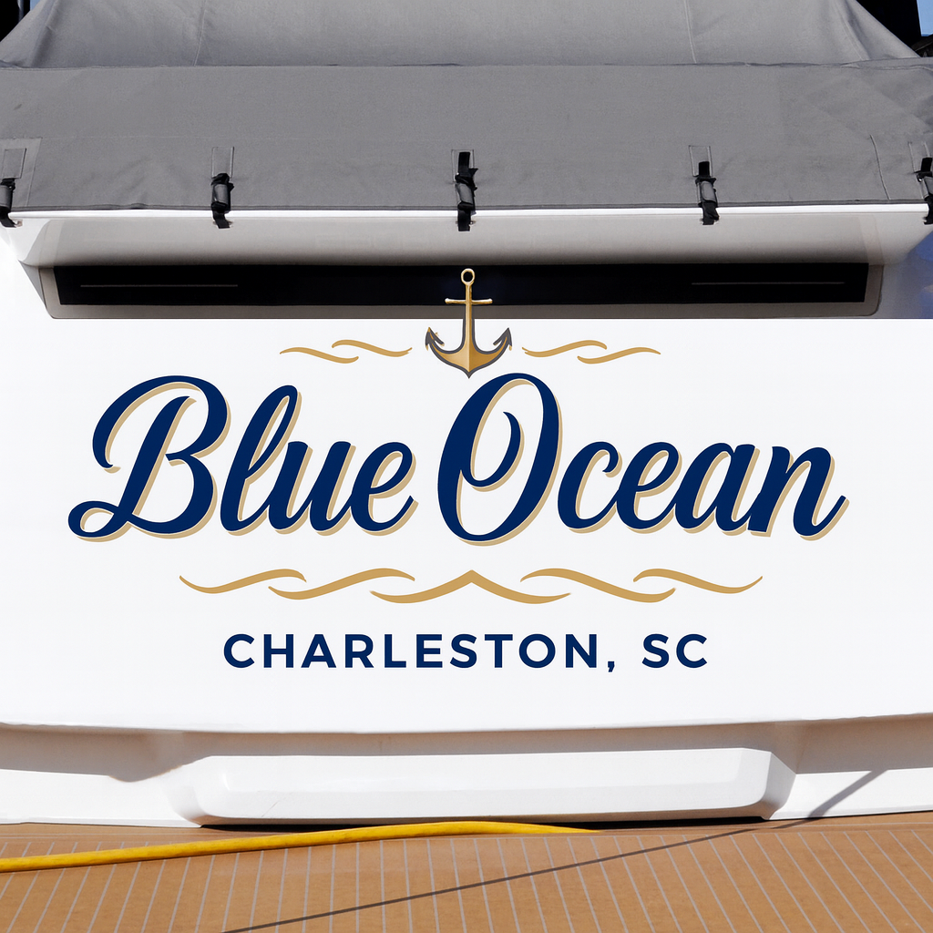 Custom Boat Stern Decal Sticker Sign | Boat Stern Name & Hailing City (Port) Sign