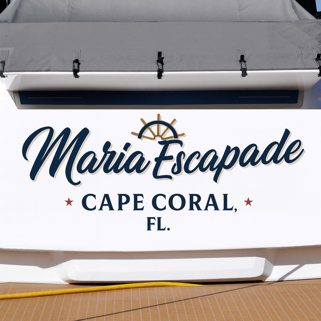Custom Boat Stern Decal Sticker Sign | Boat Stern Name & Hailing City (Port) Sign