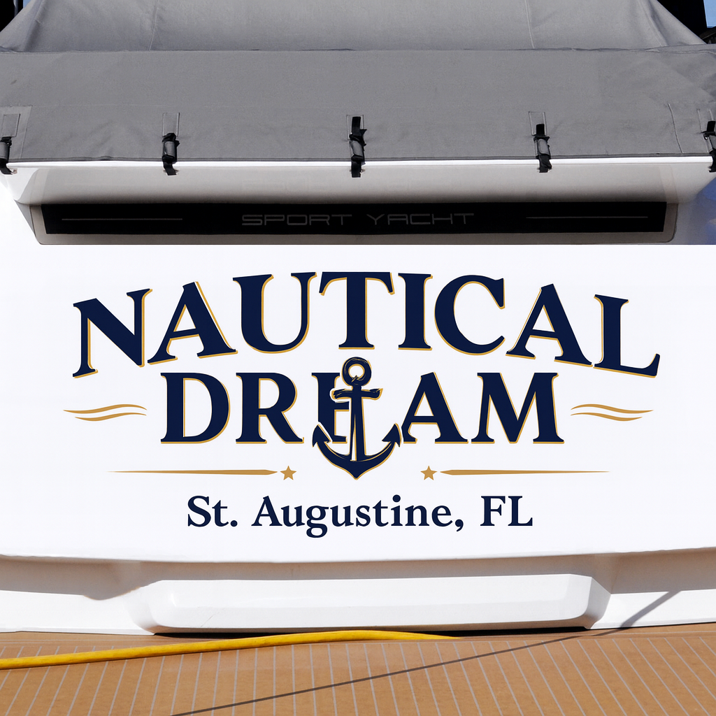 Custom Boat Stern Decal Sticker Sign | Boat Stern Name & Hailing City (Port) Sign