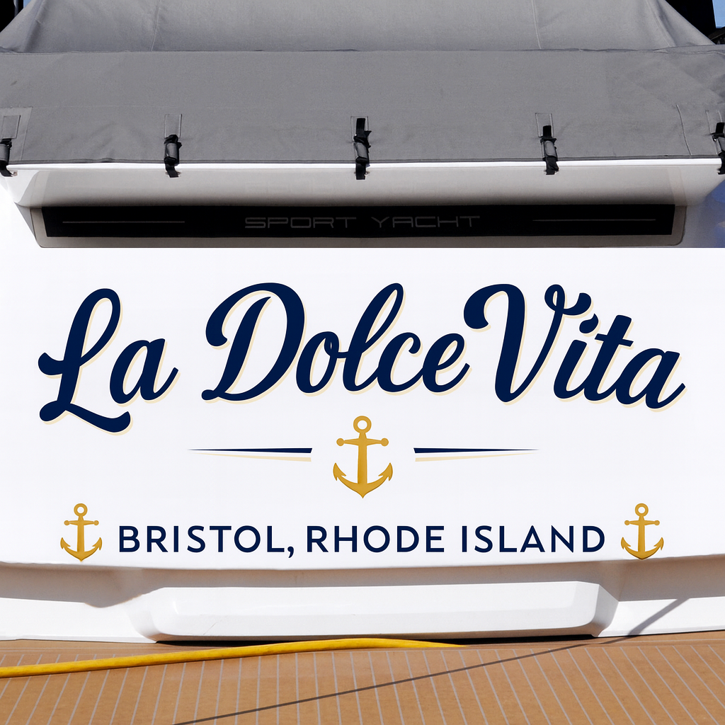 Custom Boat Stern Decal Sticker Sign | Boat Stern Name & Hailing City (Port) Sign
