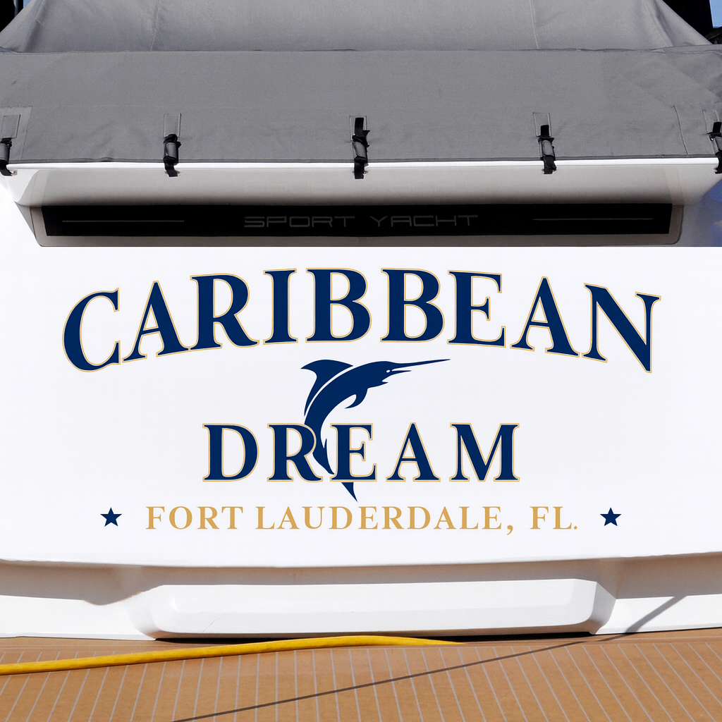 Custom Boat Stern Decal Sticker Sign | Boat Stern Name & Hailing City (Port) Sign
