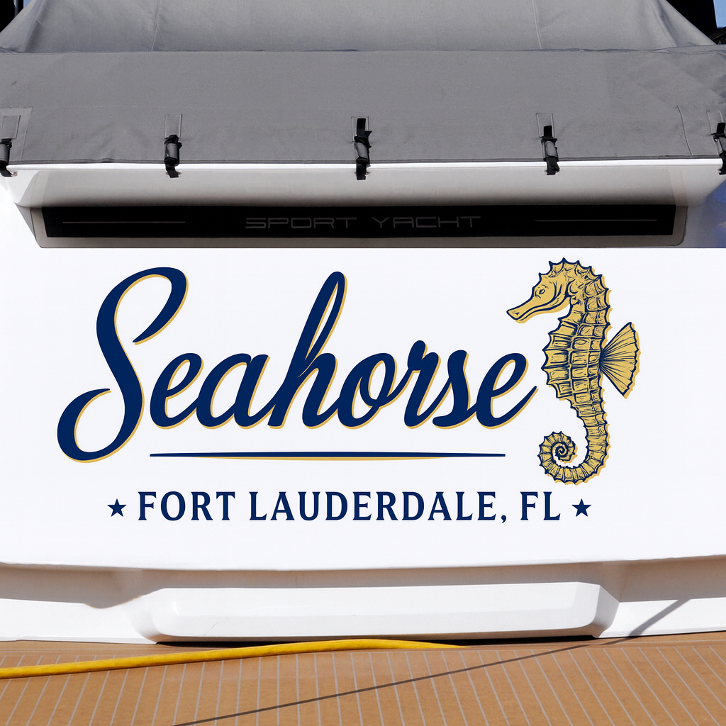 Custom Boat Stern Decal Sticker Sign | Boat Stern Name & Hailing City (Port) Sign