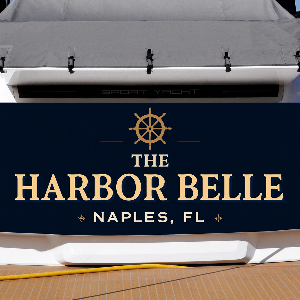 Custom Boat Stern Decal Sticker Sign | Boat Stern Name & Hailing City (Port) Sign