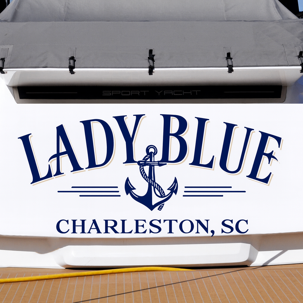 Custom Boat Stern Decal Sticker Sign | Boat Stern Name & Hailing City (Port) Sign
