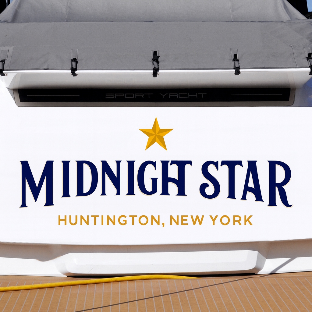 Custom Boat Stern Decal Sticker Sign | Boat Stern Name & Hailing City (Port) Sign