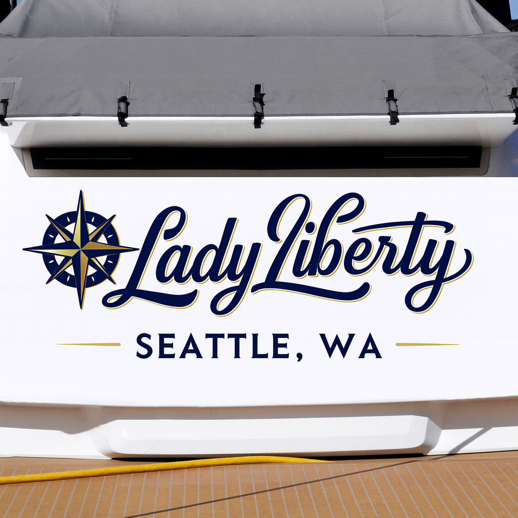 Custom Boat Stern Decal Sticker Sign | Boat Stern Name & Hailing City (Port) Sign