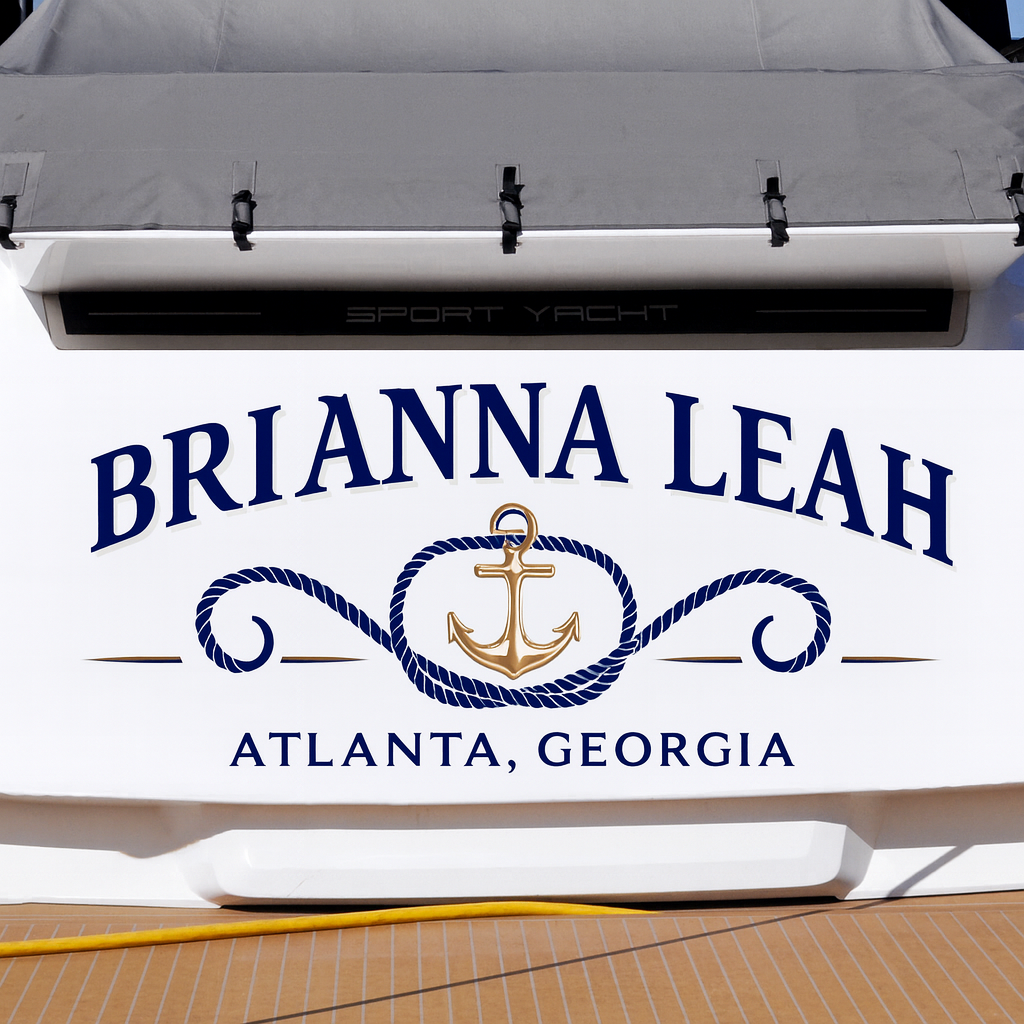 Custom Boat Stern Decal Sticker Sign | Boat Stern Name & Hailing City (Port) Sign